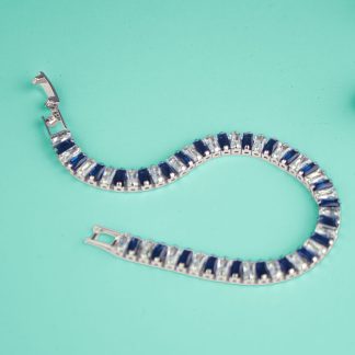 Three Sisters Bracelet Silver Plated Blue and Clear Crystals